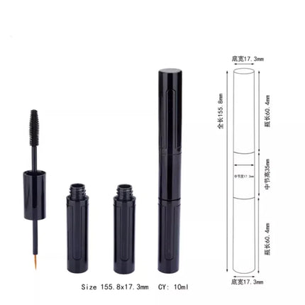 10-100pcs Empty 5ml+5ml Double-headed Tube Bright Black Mascara /Eyeliner Tube Eyelash Growth Liquid Container DIY Makeup tool