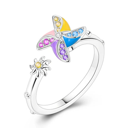 Adjustable Rings 925 Sterling Silver Mermaid Wing Dragon Sunflower Tulip Open Rings For Women Female Original Engagement Jewelry