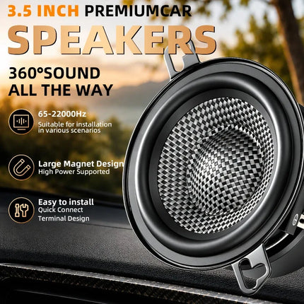 2 Pcs 3.5 Inch Midrange Bass Speaker Peak 300w 4 Ohm Carbon Fiber Basin HIFI High Power Audio Subwoofer Car Stereo Sound Speaker