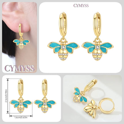 925 Sterling Silver Inlaid Zircon Butterfly Earrings Insect Element Original Design Women's Fashion Party Jewelry Gift Ear Loops
