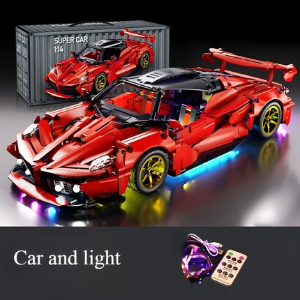 1:14 Red building block sports car RC toy, car building block toy, birthday gift, sports car model DIY, children's gift