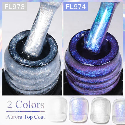8ml Aurora Glitter Top Coat Gel Nail Polish Pearl Effect Semi Permanent Soak Off UV Gel LED Nail Art Varnish Nail Supplies DIY