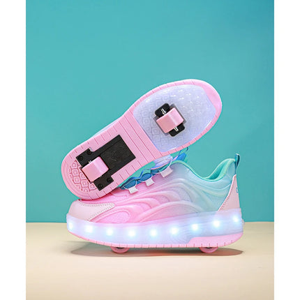 Two Wheels Children's Led Light Roller Skate Shoes For Kids Boys Girls Glowing Sports Luminous Sneakers Skateboard USB Charging