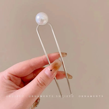 Hair Stick Alloy Bun Maker for Thick Hair Women 4-Prong U-Shape Quick Updo Tool Non-Slip Vintage Hairpin Boho Bridal Accessories