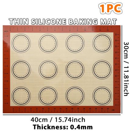 1PC 2PCS Slicone Baking Mats for Oven, Thin 0.4mm 40x30cm, Reusable Nonstick Bakeware Sheets, for Macaron Cookie