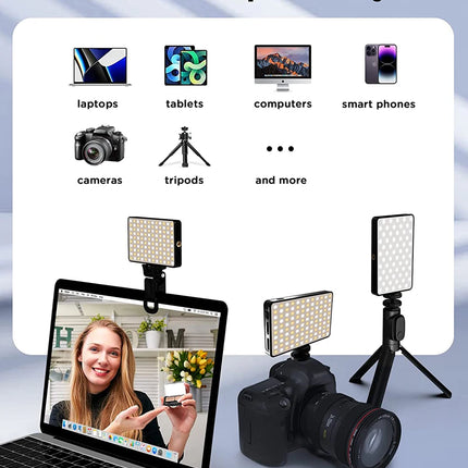 LED Selfie Light 120 LED 3000Mah Rechargeable Phone Light Clip 3 Light Modes Ring Light for Phone iPad Camera Laptop Selfie