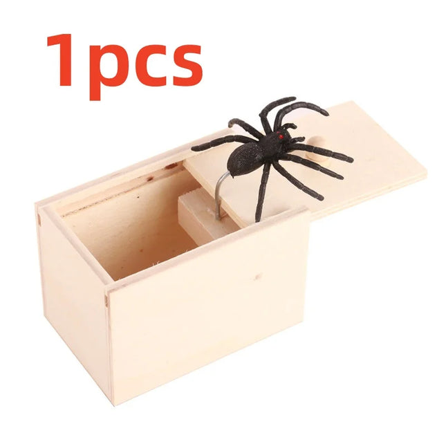 Trick Spider Funny Scare Box Wooden Hidden Box Quality Prank Wooden Scare Box Fun Game Prank Trick Friend Office Toys