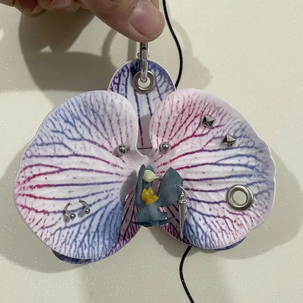 Exquisite Phalaenopsis Orchid Lily Keychain Creative Simulation Flower Bag Pendant Fashion Backpack Decoration Accessories Gifts