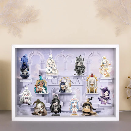 CHAKA Candle Whisper Series Blind Box Display Box Wooden Acrylic LED Showcase Figures 48×8.8×34 cm 13 Preset Slots Hidden Spot