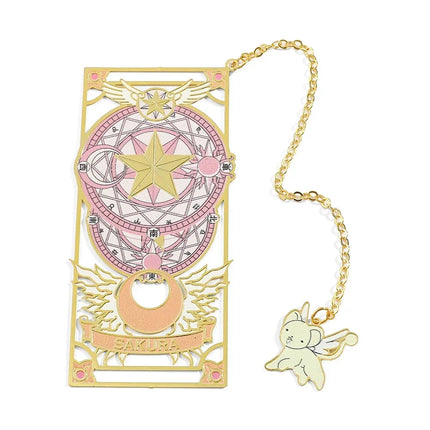 Kawaii Sweet Anime Card Cap tor Sakura Book Mark with Creberus Tassel Metal Bookmark for Women Girl Fans School Reading Supplies