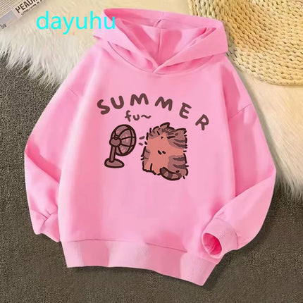 Anime Summer Fan Cat Hoodie Kids Children Sweatshirt Cartoons Clothes Kid Girl Boy Hoody Baby Casual Top Clothes
