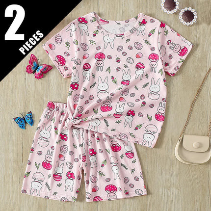 2/4-piece Summer And Autumn Children's Cute Cartoon Print Set For Boys And Girls Comfortable And Versatile Short Sleeved Shorts