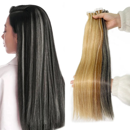 European Double Drawn Russian Human Hair Tape Hair Extension, High Quality Natural Remy Tape In Hair Extension