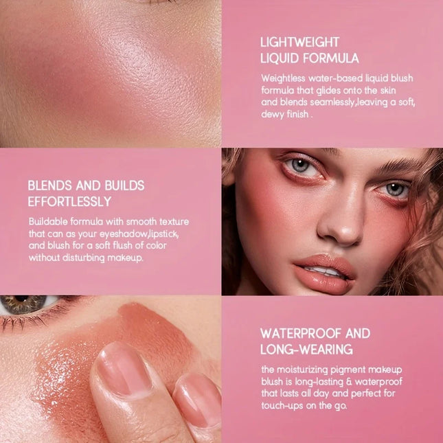 USHAS 4 Color Long-lasting Liquid Blush Facial Contouring Lightweight Soft Multi-Use Cream Blush Waterproof Facial Blush Stick