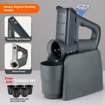 5 in 1 Electric Food Slicer with 5 Blades Digital Display Automatic Vegetable Cutter & Cheese Grater with Safety Guard