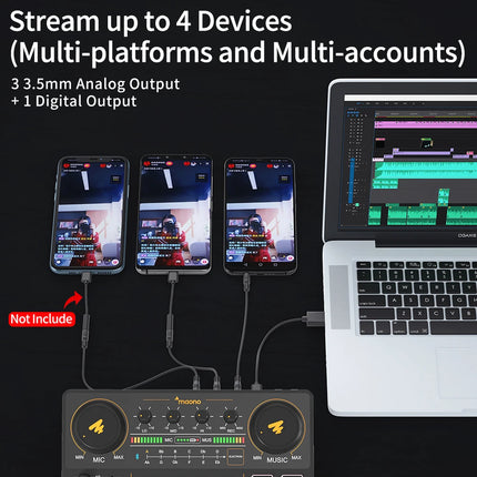 MaonoCaster AM200-S1 Audio Interface Podcast Studio Sound Card Kit with Microphone for Live Streaming Recording Youtube PC\Phone