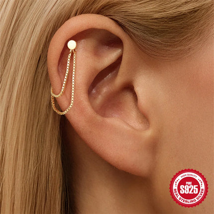 CANNER 1PC 925 Sterling Silver Chain Tassel Piercing Earrings Chain Charm Accessories For Woman Shiny Earring Fine Jewelry Gift