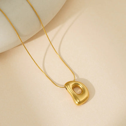 CARLIDANA Initial Stainless Steel Women Gold Plated Bubble Balloon Letter Personalized Round Snake Chain Chunky Name Necklace