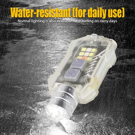 Mini Portable EDC Flashlight USB Rechargeable Zoomable Torch Powerful Pocket Flashlight with White,Yellow and 395nm UV Lamp