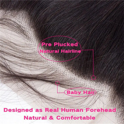 Body Wave 3 Bundles with Frontal Human Hair Natural Black Color 3 Bundles with 13x4 HD Lace Frontal Brazilian Virgin Human Hair