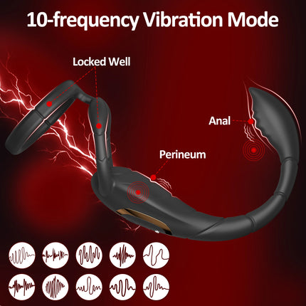 Vibrating Cock Ring Male Prostate Perineum Massager Vibrator Taint Stimulator Anal Butt Plug Sex Toys for Men Penis Ring