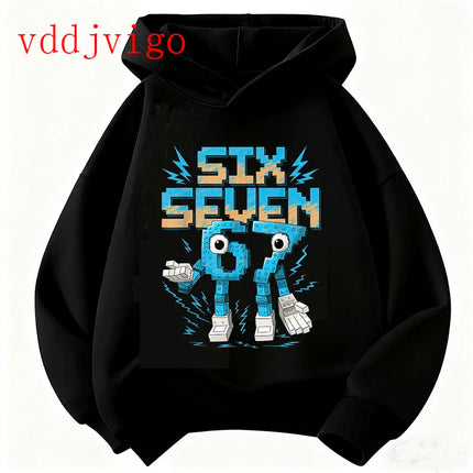 Hoodie 67 Six Seven Clothing Steal A BrainRot Cartoon Girls Boy Hooded Italian Brainrot Sweatshirt Children Korean Tops Girls