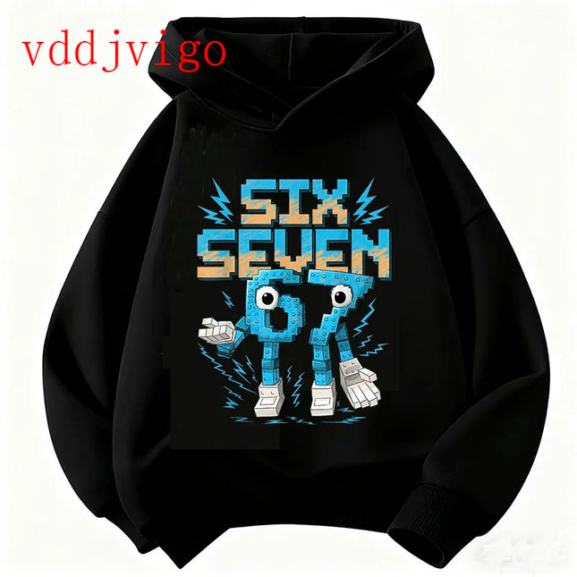 Hoodie 67 Six Seven Clothing Steal A BrainRot Cartoon Girls Boy Hooded Italian Brainrot Sweatshirt Children Korean Tops Girls