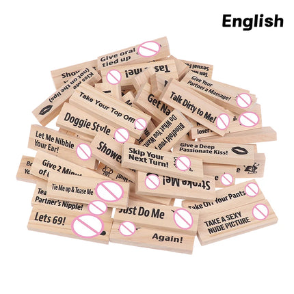 48Pcs Sex Block Tumbling Tower Stacking Games Game For Adults Sex Toys Valentine Wooden Block For Couples Erotica Party Block