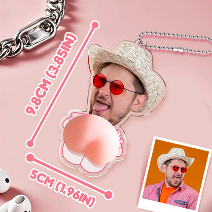 Custom Face Keychain with Soft Squishy Butt Personalized Funny Photo Key Ring Unique Gift for Friends