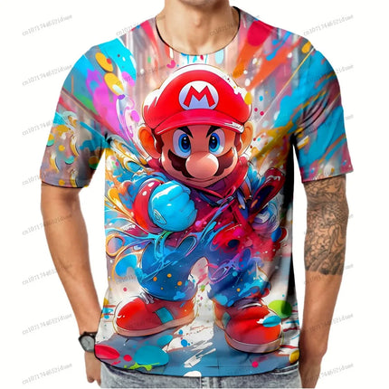 3D Print Super Mario Cartoon 2026 Summer Anime Figure Oversize Short Sleeve T-shirt Streetwear Clothing Quick Dry Men's T-shirts