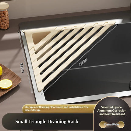 Foldable Drain Rack Kitchen Sink Organizer with  Towel Bar  Adjustable Over Sink Drainer for Dishes, Glasses, Pots & Pans