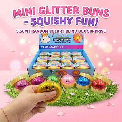 Mystery Dumpling Squishy Blind Box: Random 1pc Glitter Bao Bun Sensory Toy, Maltose Texture Squeeze Ball, Desktop Ornament New