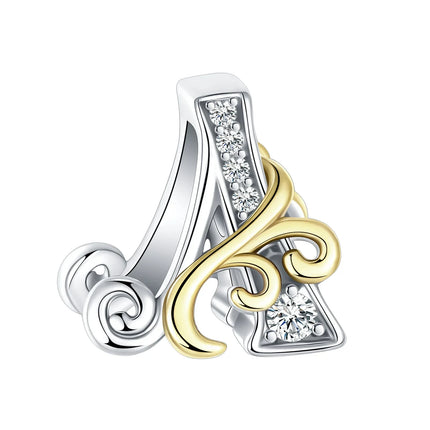 925 silver 26 letters retro fashion golden pendant fit original bracelet charm beads necklace Diy female jewelry