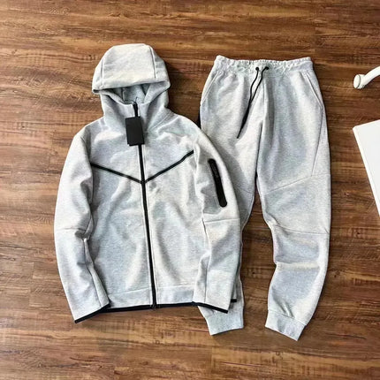Men Knit Zip Hoodie Pants Set Sports - Windproof Cotton Casual / Ensemble Homme Hoodie Zip Pantalon - Coupe-Vent Coton