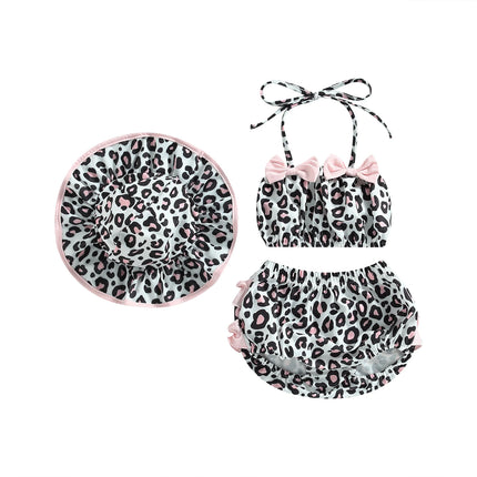 Citgeett Summer Infant Baby Girl Swimsuits Fruit Print Bandage Halterneck Sleeveless Tops Beach Shorts and Hat Swimwear