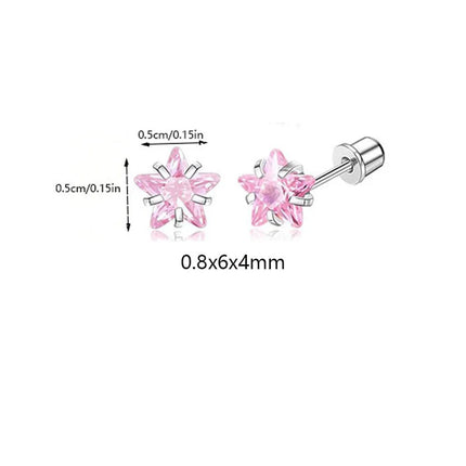 Hypoallergenic Spiral Earrings for Ladies Surgery Steel Cute Heart CZ Flowers Pearl Ball Small Stud Earrings for Girls