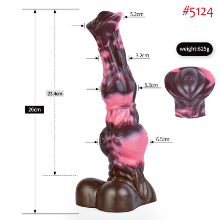 FAAK Colorful Silicone Ribbed Fantasy Horse Knot Dildo with Suction Cup Anal Sex Toys Soft Girthy Huge Fake Penis for Women