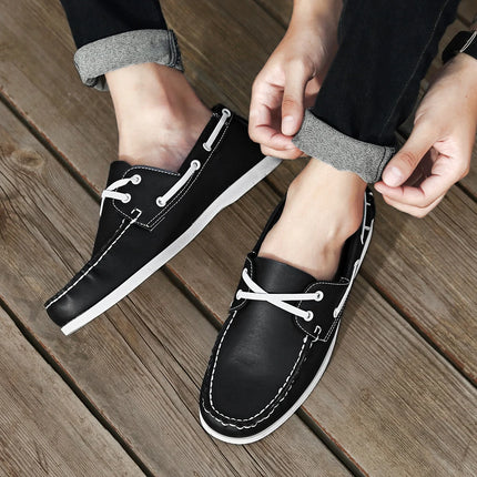 Men's Trendy Apron Toe Loafer Shoes, Slip On Comfy Non Slip For Outdoor Walking Traveling, Spring And Summer