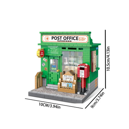 Mini Micro Brick Retro Post Office Coffee House Building Block Model, High Difficulty Assembly Puzzle, Christmas Gift