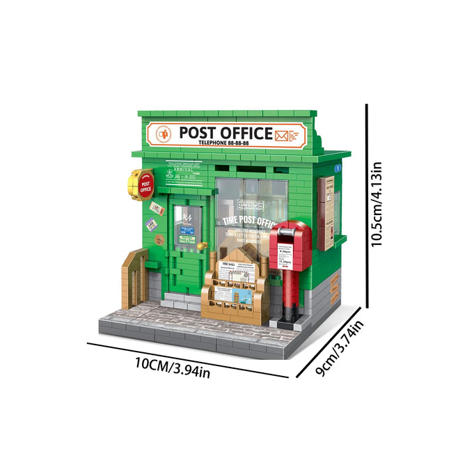Mini Micro Brick Retro Post Office Coffee House Building Block Model, High Difficulty Assembly Puzzle, Christmas Gift