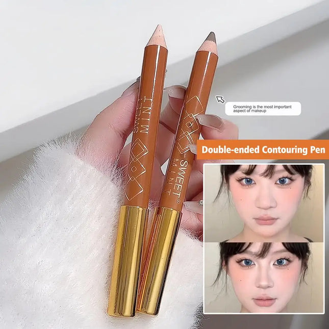 Double-ended Contouring Pen Makeup Facial Sculpting Shadow Sculpting Contour Nose Natural Shading Stick 3D Highlighter Penc M3Y7