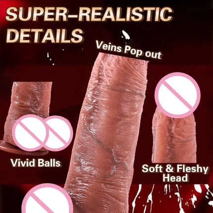 9" Thrusting Dildo Vibrator Sex Toys - Realistic Heated Liquid Silicone Dildo, Suction Cup Riding Moving Dildos for Vagina Anal