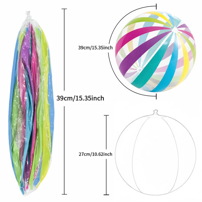 1pc Colorful Transparent Stripe Inflatable Beach Balls PVC Pool Toy for Birthday Party Supplies Hawaiian Summer Decor Water Toy