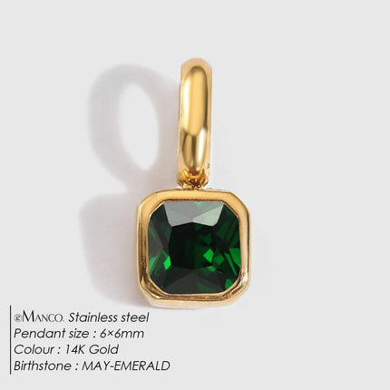 eManco Colorful 12 Birthstone Pendant DIY Accessory Necklace Women's Square Zircon Clavicle Pendants Birthday Party Gift