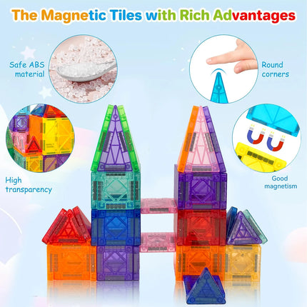 Magnetic Building Blocks 3D Construction Set DIY Montessori Sensory Educational Played with Anywhere Toys for Birthday Gifts