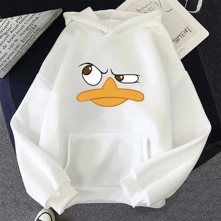 Funny Cartoon Print Hoodie for Woman All Season Daily Casual Sporty Hooded Sweatshrits Female Home Outdoor Comfort Warm Pullover