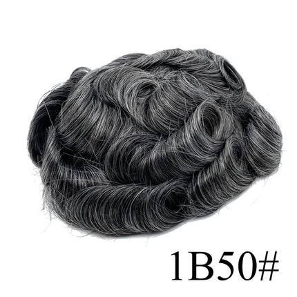 0.02-0.04mm Super Thin Skin Men's Toupee Natural Indian Human Hair Male Wig Prosthesis Hair System For Men Free Shipping