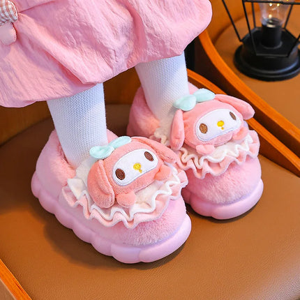 Kids' Slippers House Shoes Cartoon Cinnamoroll Winter Shoes For Girls Anti-slip Warm Thick Bottom Pink Pruple Shoes Size 24-41