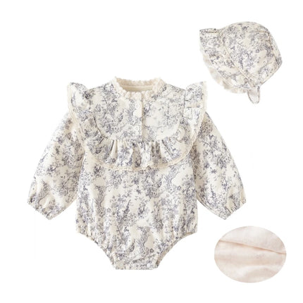 Chinese Style Ink Painting Newborn Baby Girl Bodysuits Cotton Girls Jumpsuits Infants Onesie Outfits Clothes