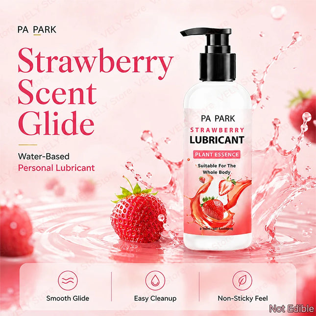 Strawberry Scent Water-Based Lubricant 150ml – Smooth Glide Non-Sticky Personal Lubrication, Easy Cleanup Intimate Gel, Pump Bottle Design for Couples, Romantic Nights, Bedroom Fun, Adult Toys Use & Daily Intimate Comfort